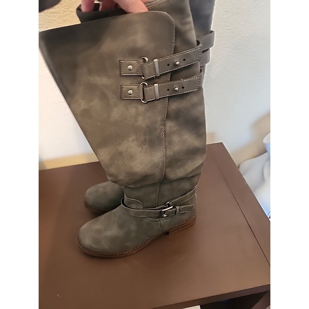 XOXO Womens Size 8 Army Green Tall Riding Boots Knee High Fashion Booties 8M - Picture 4 of 7